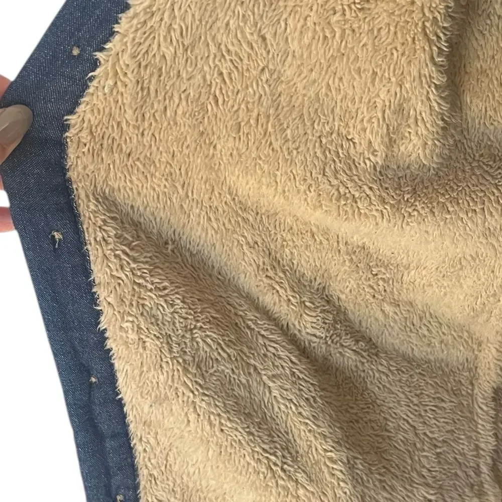 WRANGLER VINTAGE SHERPA LINED DENIM‎ SHACKET/JACKET WITH BUTTONS MENS SIZE SMALL